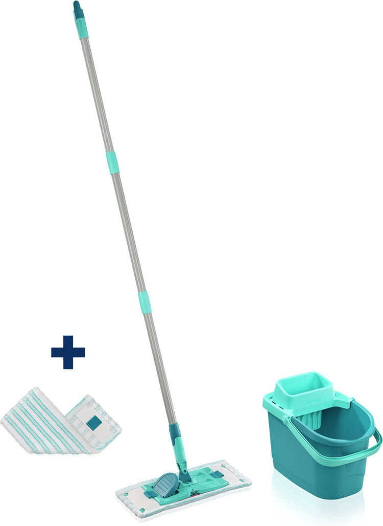 Leifheit Leifheit 55515 Powerclean Floor Wiper M 33 cm Système complet avec 140 cm Micro Duo avec tissu de micro duo supplémentaire gratuit