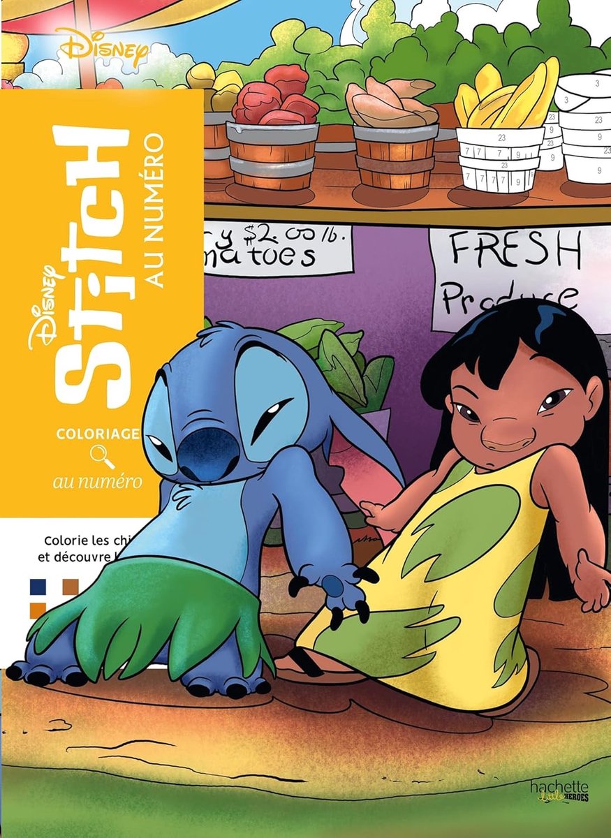 Hachette héros disney coloriages au numéro - point - livre de coloriage couleur par numéro pour adultes - hachette