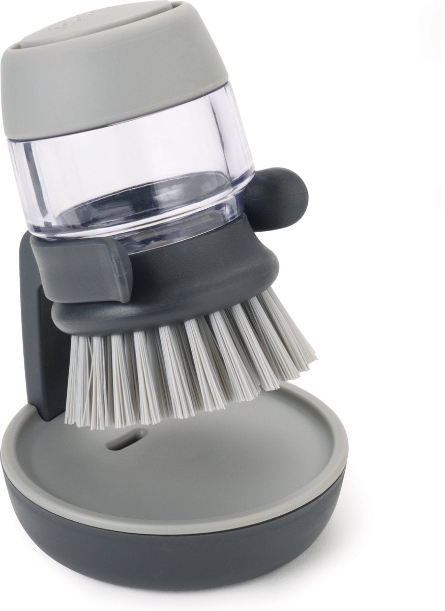 Joseph Joseph Palm Scrub Brosse à vaisselle avec porte-réservoir à savon - Gris