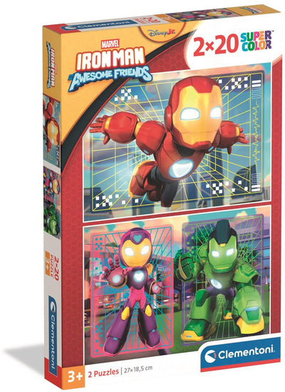 Clementoni - puzzle - 2x20 pièces - Ironman et ses super amis - puzzle pour enfants à partir de 3 ans