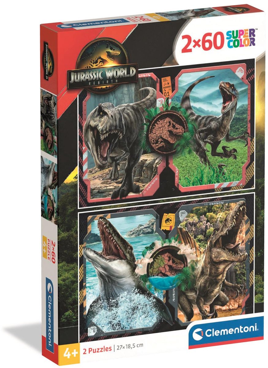 Clementoni puzzle monde jurassique, 2x60pcs.