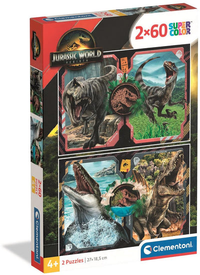 Clementoni puzzle monde jurassique, 2x60pcs.