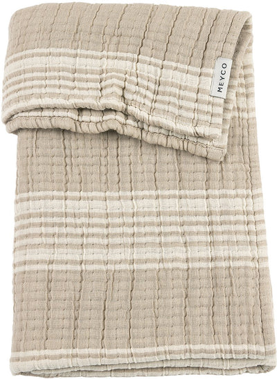 Couverture de berceau jacquard à rayures pour bébé Meyco - hydrophile prélavée - sable - 100x150cm - 1,5 tog