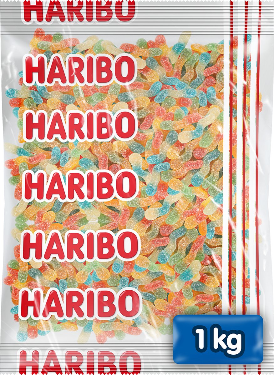 Vers arc-en-ciel Haribo - bonbons acidulés aux saveurs de fruits - sachet de 1kg