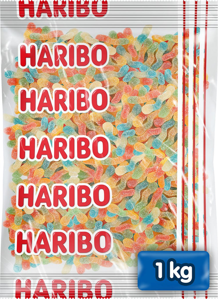 Vers arc-en-ciel Haribo - bonbons acidulés aux saveurs de fruits - sachet de 1kg
