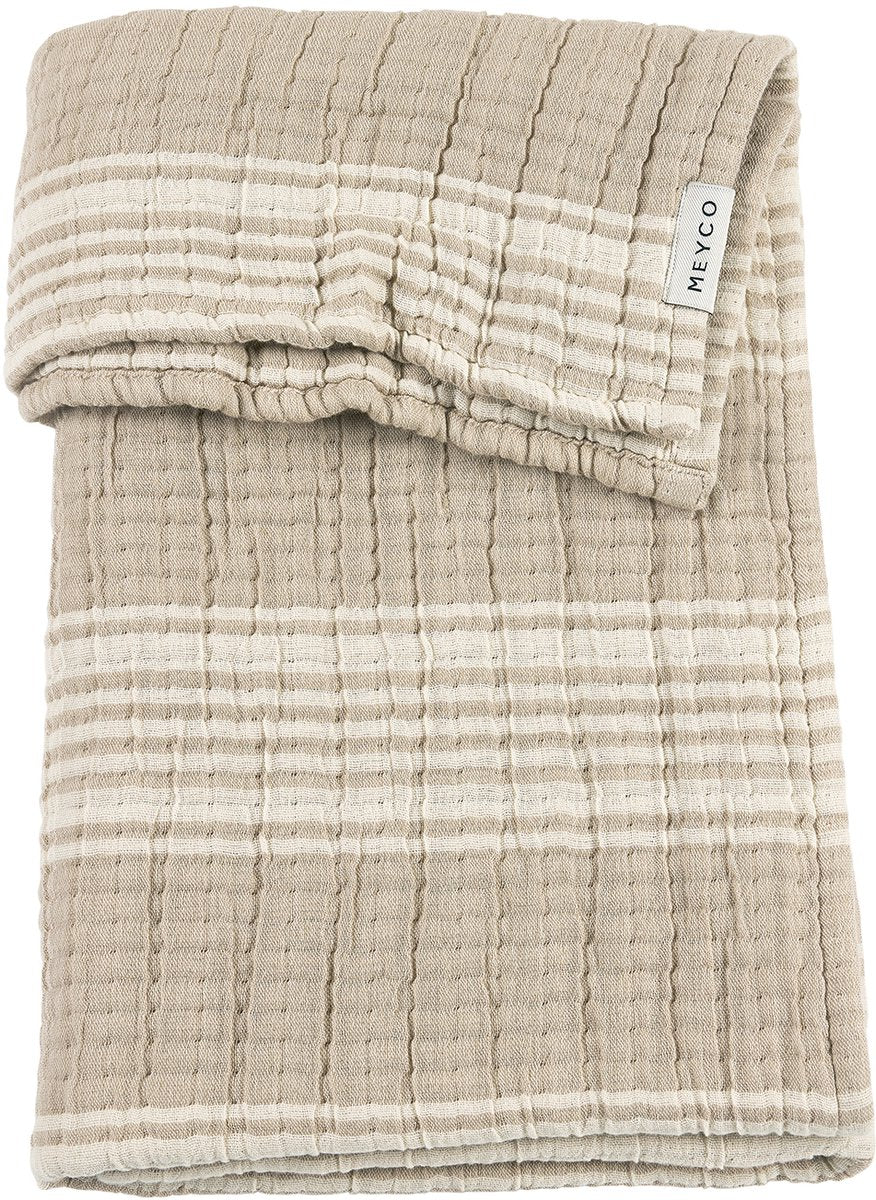 Couverture de berceau jacquard à rayures pour bébé Meyco - hydrophile prélavée - sable - 75x100cm - 1,5 tog