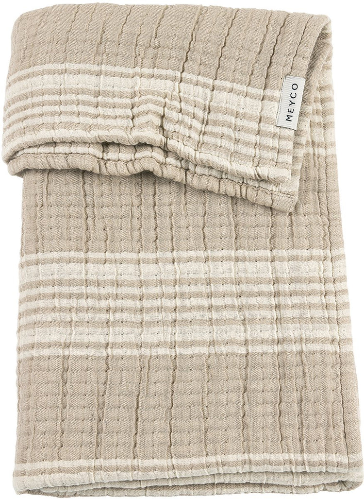 Couverture de berceau jacquard à rayures pour bébé Meyco - hydrophile prélavée - sable - 75x100cm - 1,5 tog