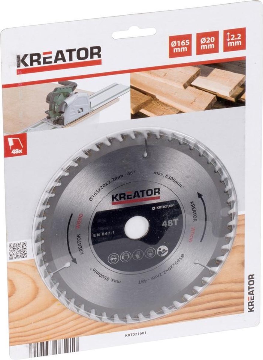 Kreator krt021601 lame de scie plongeante bois 165mm 48t