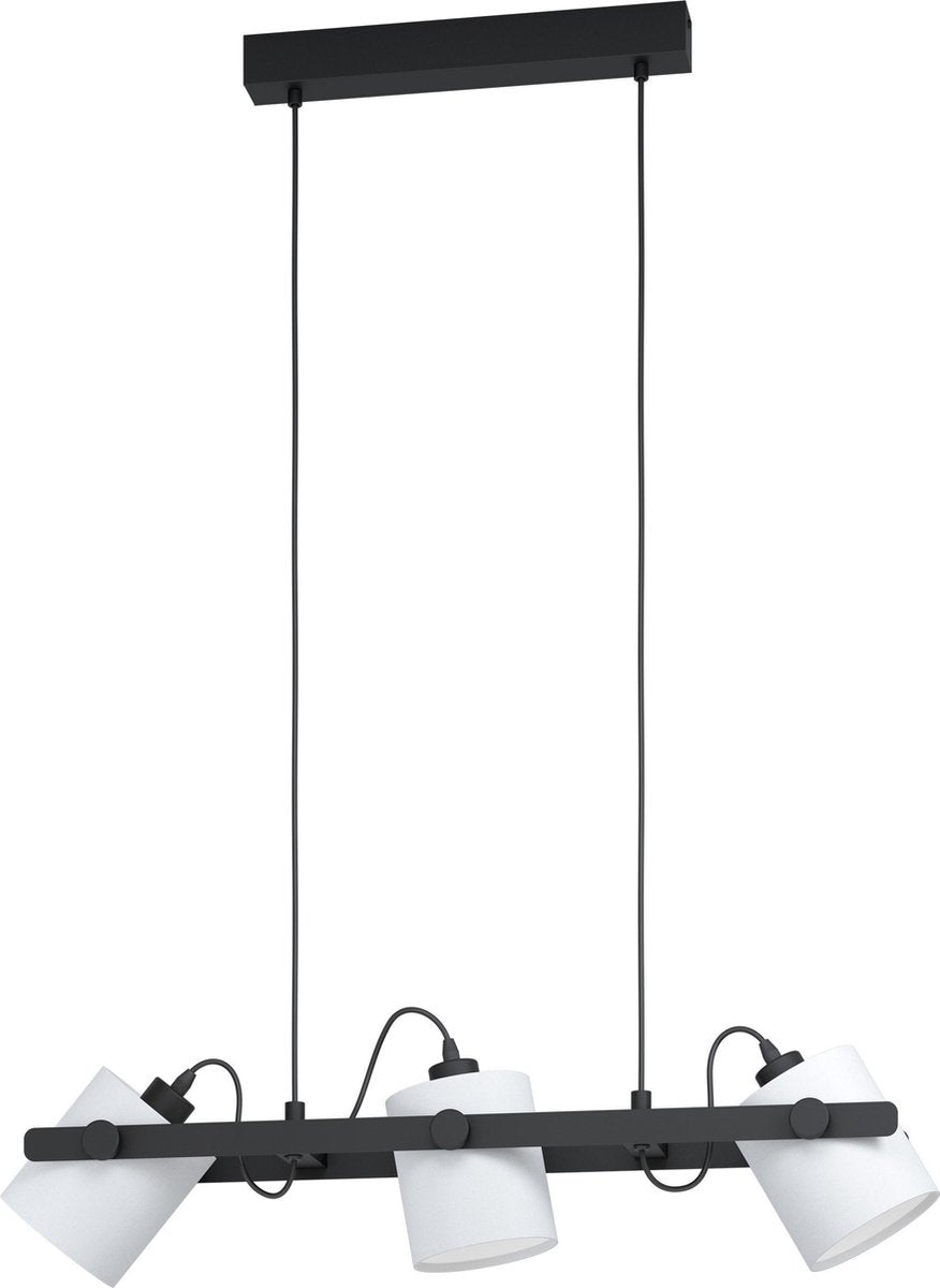 Suspension Eglo hornwood 1 - e27 - 78 cm - noir et blanc