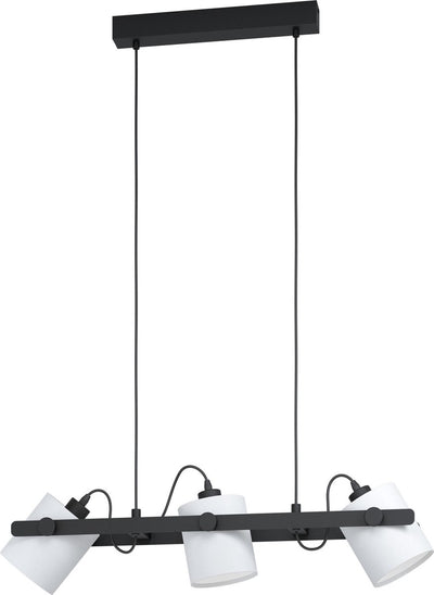 Suspension Eglo hornwood 1 - e27 - 78 cm - noir et blanc