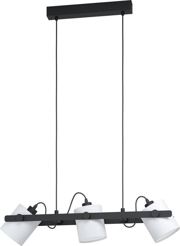 Suspension Eglo hornwood 1 - e27 - 78 cm - noir et blanc