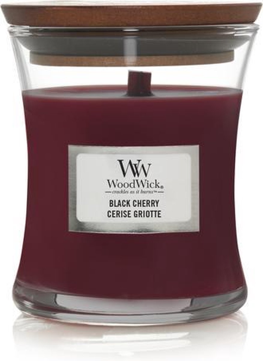 Bougie parfumée Woodwick Hourglass Medium - Cerise noire - 60 heures de combustion