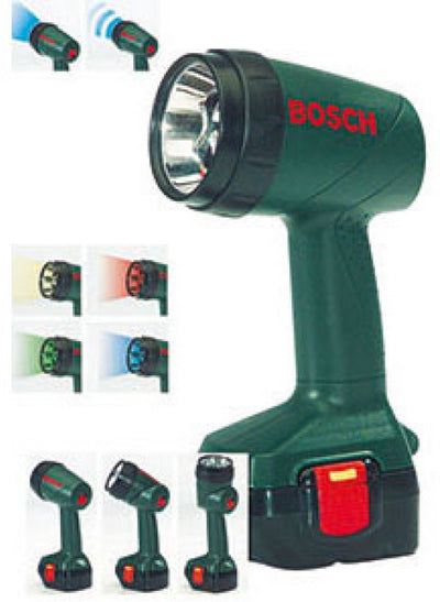Klein Toys Bosch Mini lampe jouet - 9,5x6,4x18 cm - peut pivoter à 90 degrés - incl. anneau lumineux réglable en quatre couleurs et lumière clignotante - vert