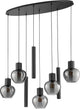 Brilliant ligari - suspension - 8 lumières - ovale 126 cm - e27 max 5x20w gu10 max 3x10w - fumée noire