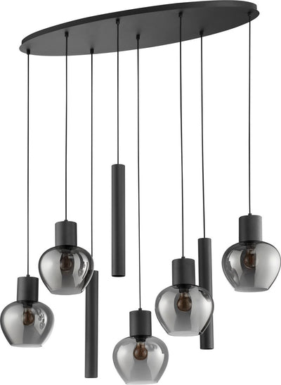 Brilliant ligari - suspension - 8 lumières - ovale 126 cm - e27 max 5x20w gu10 max 3x10w - fumée noire