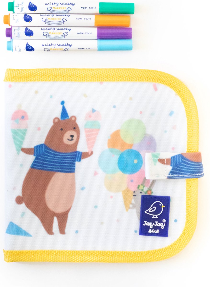 Jaq jaq livre de coloriage d'oiseaux mini doodle it and go - ours - effaçable.