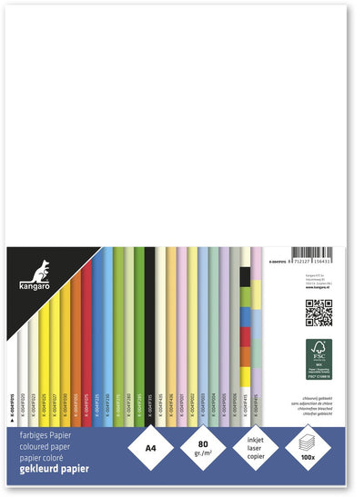Papier de couleur Kangaro - format a4 - 80 grammes - blanc - paquet de 100 feuilles - k-0041f015