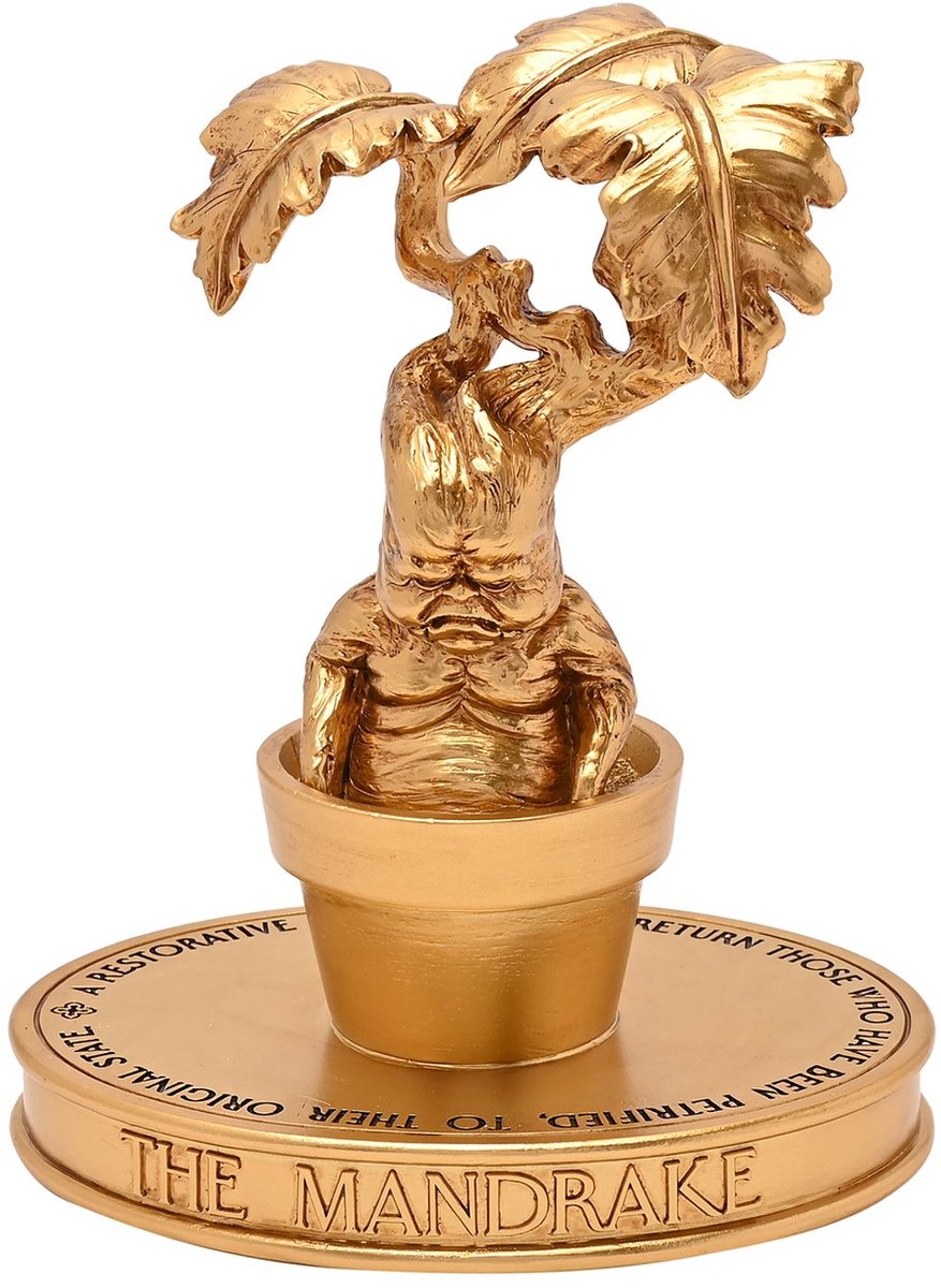 Statue de mandragore Harry Potter en plastique doré -