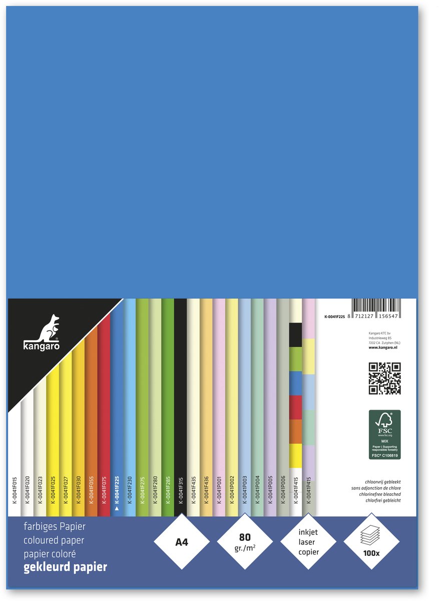 Papier kangaro sans marque sans marque - format a4 - 80 grammes - bleu - paquet de 100 feuilles - k-0041f225