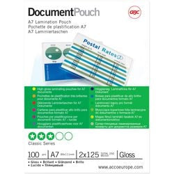 Pochette de plastification gbc a7 80x111mm 2 x 125 (250) microns mat