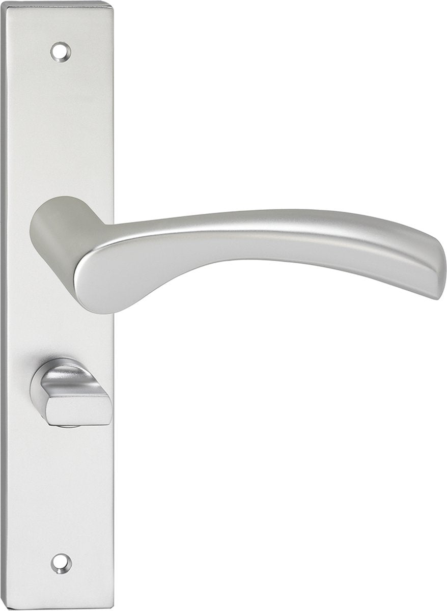 Poignée de porte Impresso - oxford - pour l'intérieur - bouclier de porte carré avec vis et serrure de toilette - aluminium - 2 pièces