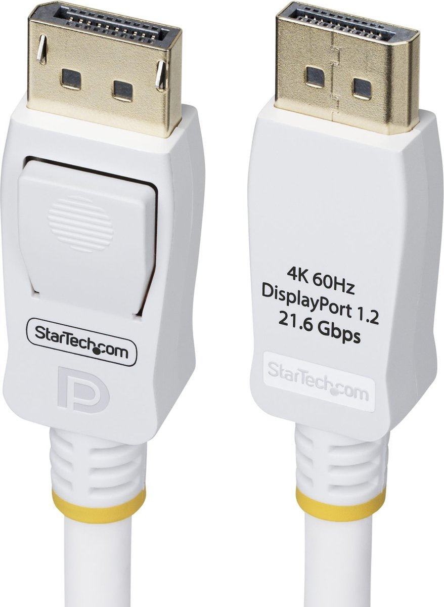 Startech .com Câble Displayport 1.2 certifié Vesa de 1,8 m, blanc, 4k 60 Hz, connecteurs DP verrouillables, câble DP 1.2
