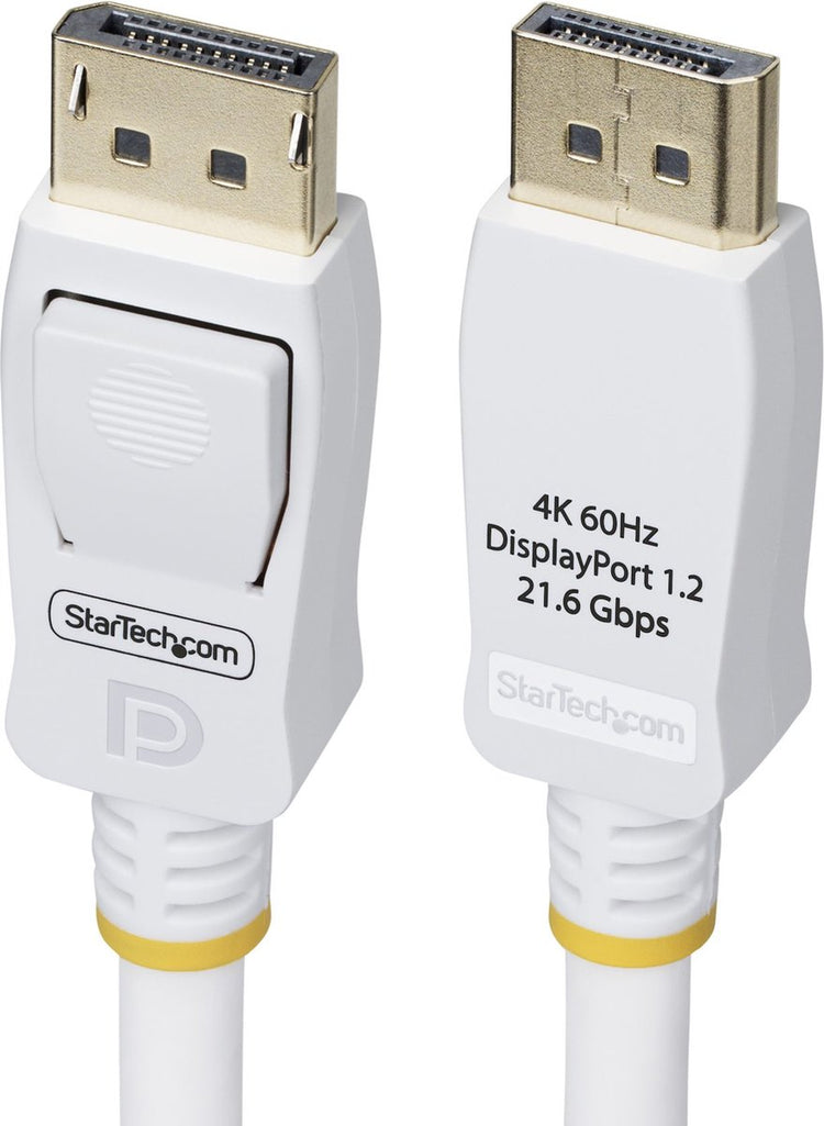 Startech .com Câble Displayport 1.2 certifié Vesa de 1,8 m, blanc, 4k 60 Hz, connecteurs DP verrouillables, câble DP 1.2