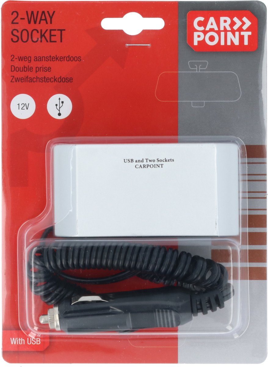 Carpoint multiprise 2 voies 2x12v 1xusb 2.4a