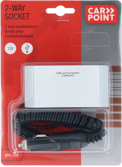 Carpoint multiprise 2 voies 2x12v 1xusb 2.4a