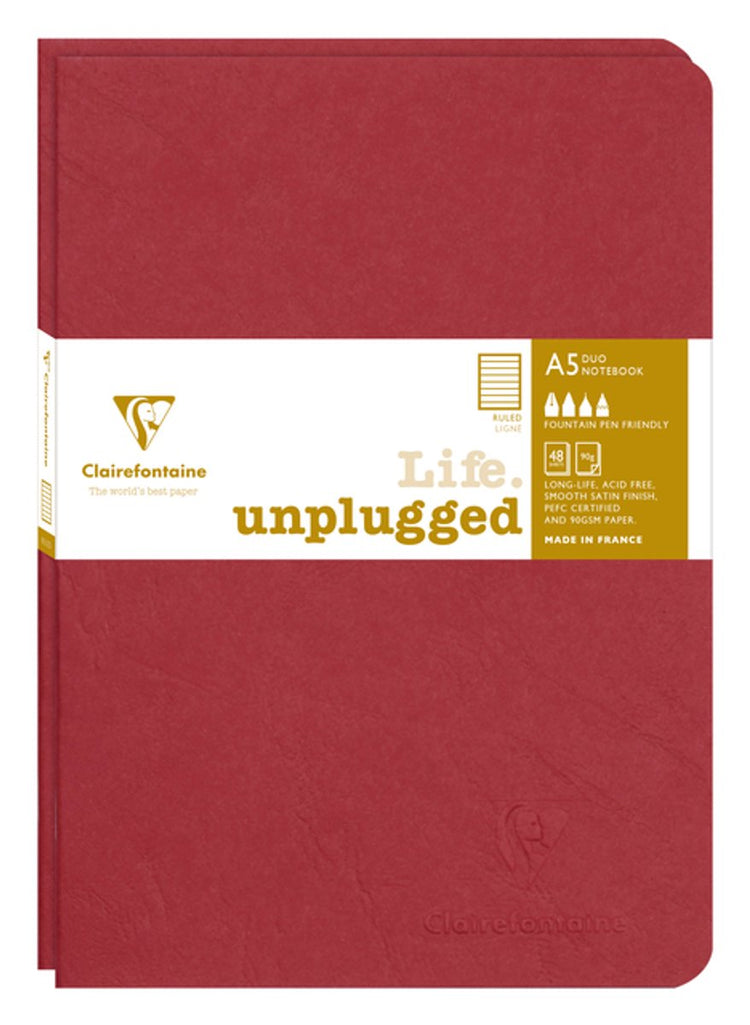 Clairefontaine cahier a5 ligne 96 pages 90gr cachet rouge de 2 pièces