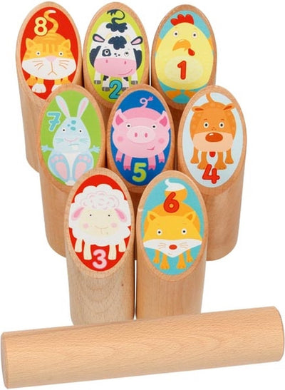 Goki Wooden Viking Game Animaux en sac en coton