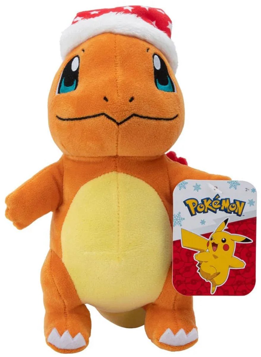 Jazwares peluche pokémon figurine hiver charmander avec chapeau de Noël 20 cm peluches