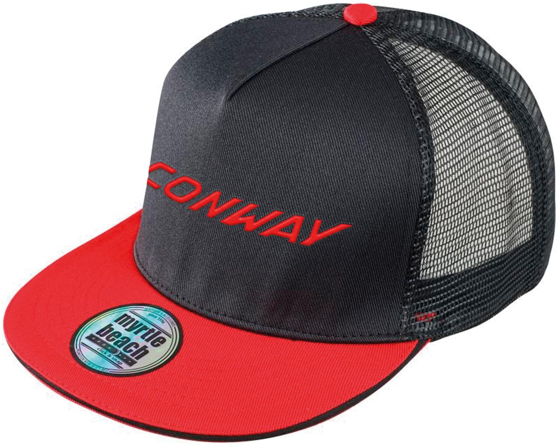 Conway Cap Logo Black Red Mesh