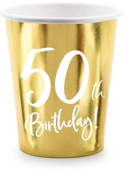 Partydeco 6 mugs brillants pour le 50ème anniversaire 220 ml