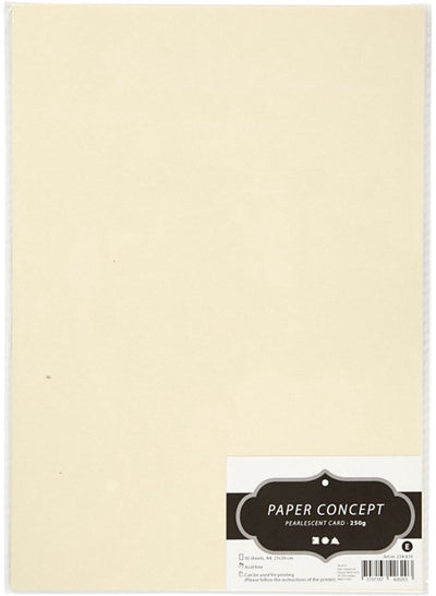 Creativ company carton nacre, a4, feuille 210x297 mm, 250 g, nacre beige, 10 feuilles 1 boîte