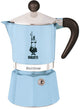 Percolateur arc-en-ciel Bialetti 1 tasse bleu clair – cafetière à expresso italienne – cafetière à moka en aluminium – cafetière pour 1 expresso