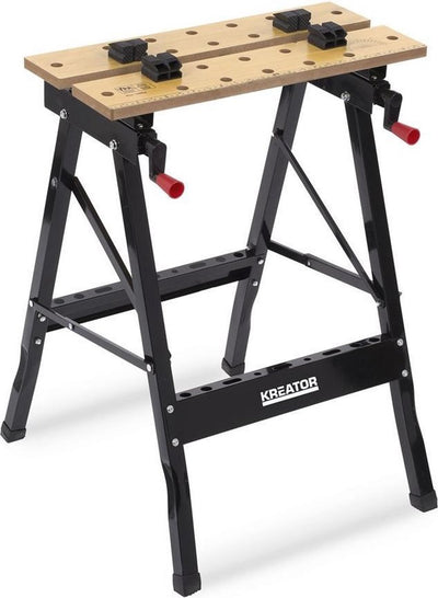 Etabli Kreator krt672001 - largeur de travail réglable - pliable - jusqu'à 100 kg - plan de travail en mdf