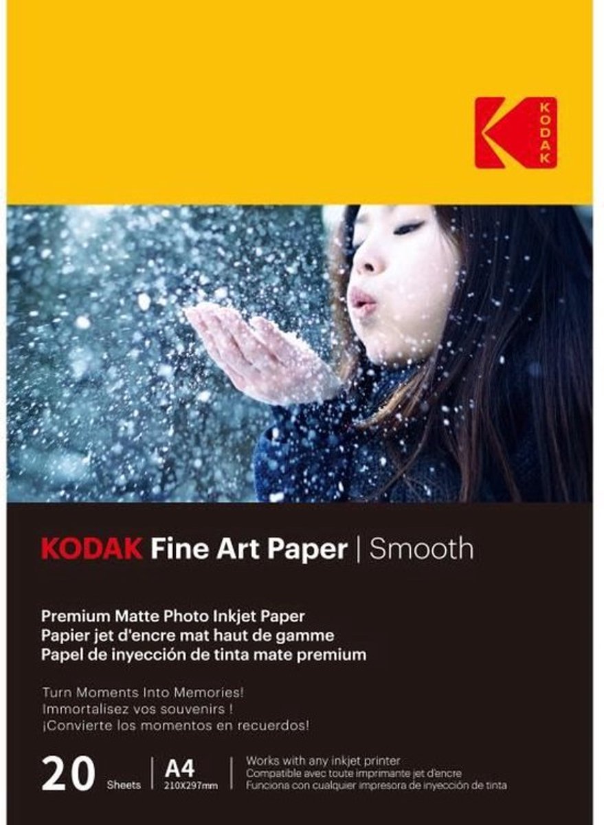 Kodak - 20 feuilles de papier photo 230g m², mat, format a4 (21x29,7cm), impression jet d'encre effet lisse - 9891092