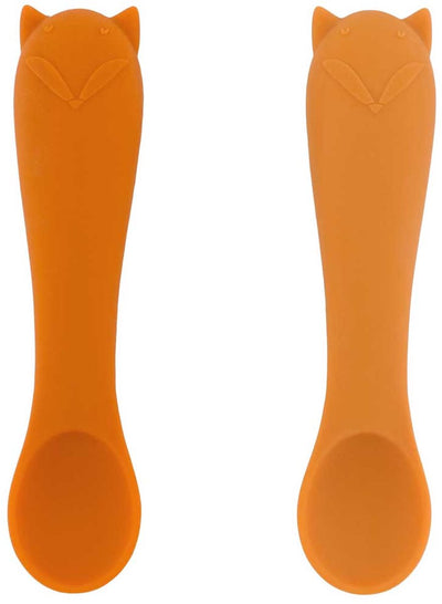 Trixie | pack de 2 premières cuillères pour bébé - mr. renard - silicone souple - facile à saisir - 4 mois+