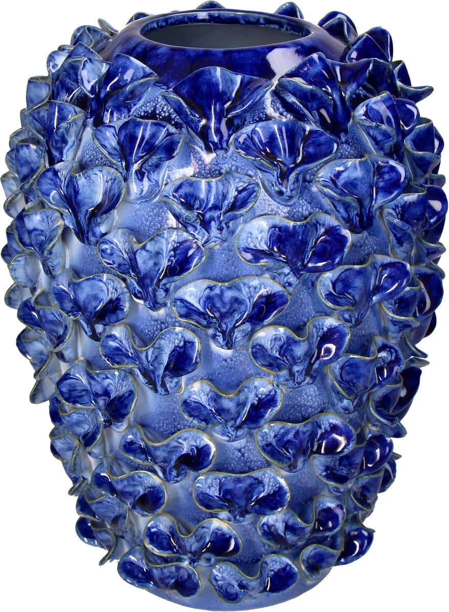 Vase collection Hd faïence bleu 23x23x30,5cm