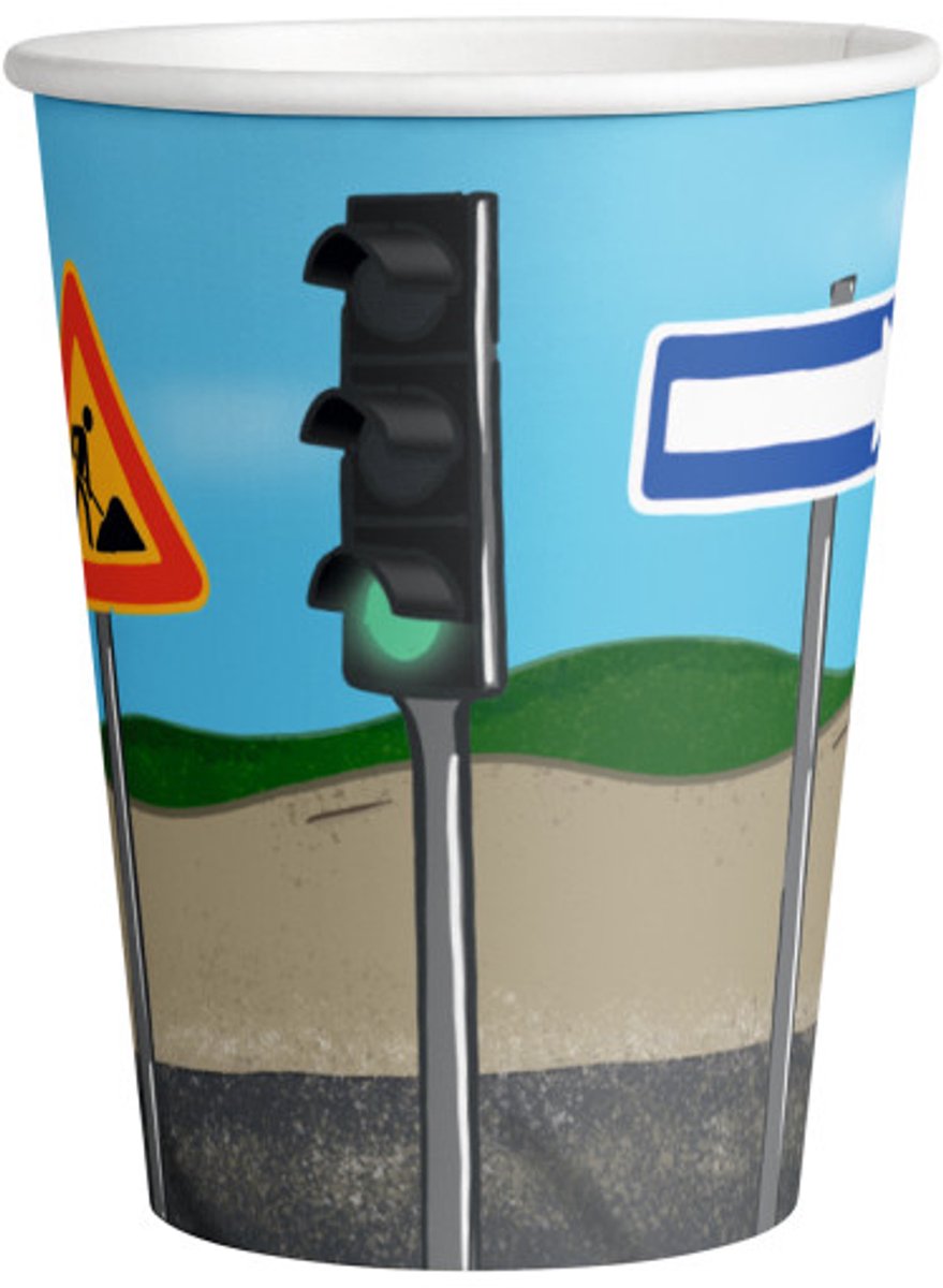 Gobelets à sable de construction - 250 ml - gobelets en papier - 8 pièces - vaisselle de fête - pour anniversaires et fêtes