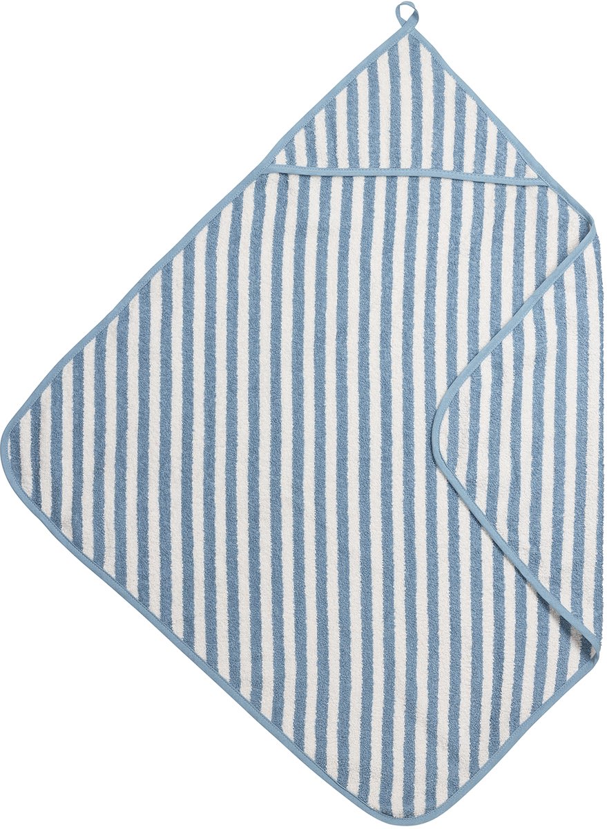 Cape de bain Meyco bébé grosses rayures - tissu éponge jacquard - bleu jeans - 75x75cm