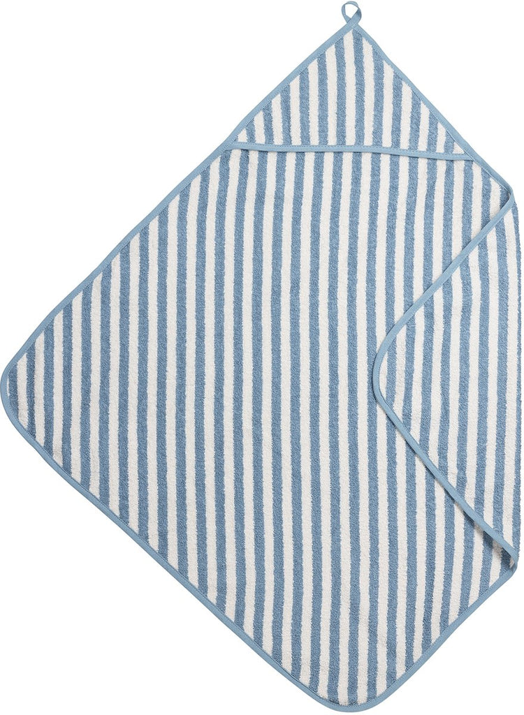 Cape de bain Meyco bébé grosses rayures - tissu éponge jacquard - bleu jeans - 75x75cm