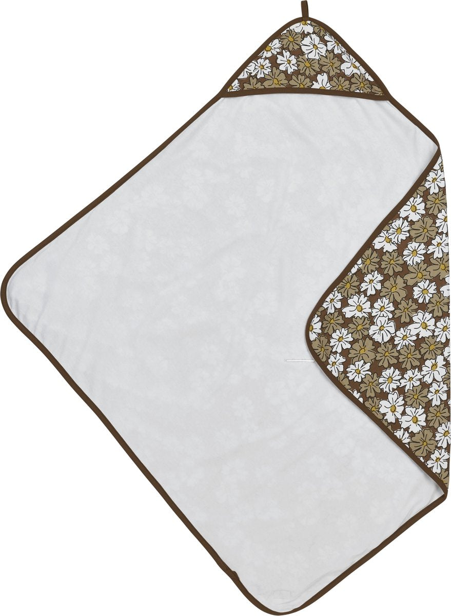 Cape de bain bébé fleur vintage Meyco - chocolat - 90x90cm