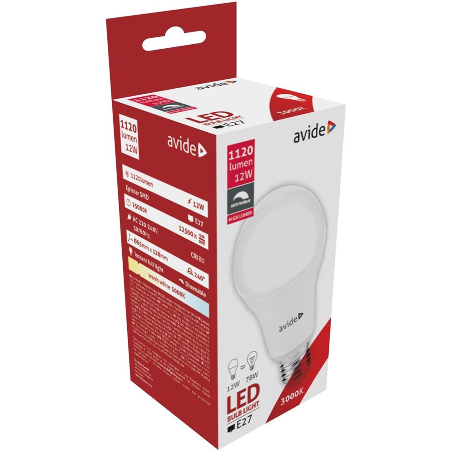 Avide lampe LED E27 12W 3000K WW dimmable
