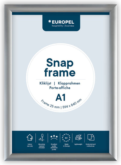 Cadre à clic Europel – cadre pour affiches – a1 – 59,4 x 84 cm – 25 mm – aluminium – argent