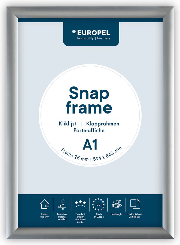 Cadre à clic Europel – cadre pour affiches – a1 – 59,4 x 84 cm – 25 mm – aluminium – argent