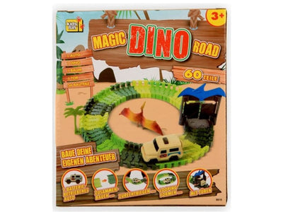 Jonotoys piste de voiture dinosaure magic road 60 pièces