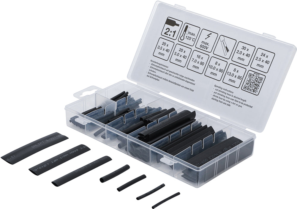 Bgs technic kraftmann - assortiment de tubes thermorétractables 126 pièces