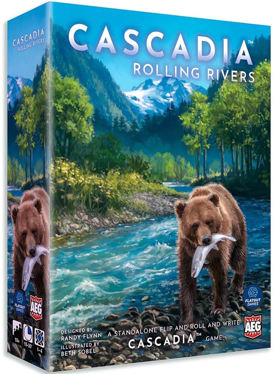 Alderac entertainment group cascadia Rolling Rivers - Jeu de dés - Jeu de flip-roll-and-write - Jeu de société - Anglais